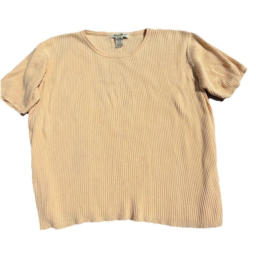 Vintage 90s Eddie Bauer Ribbed Knit Butter Yellow Top Womens M Australia Boxy
